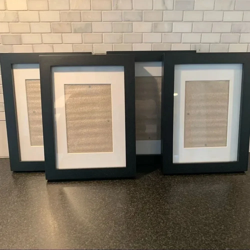 Set of 4 Black Wood Gallery Frames – 5x7 or 4x6 Modern Minimalist Display
